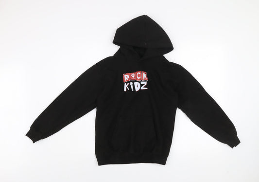 Boys UK Size 12-13 Years JustHoods by AWDis Black Pullover Hoodie