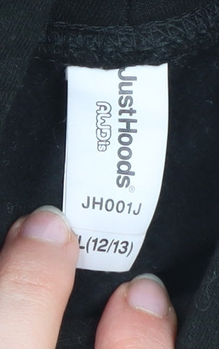 Boys UK Size 12-13 Years JustHoods by AWDis Black Pullover Hoodie