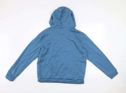 SHEIN Women's Blue Heart Print Pullover Hoodie Size M Polyester