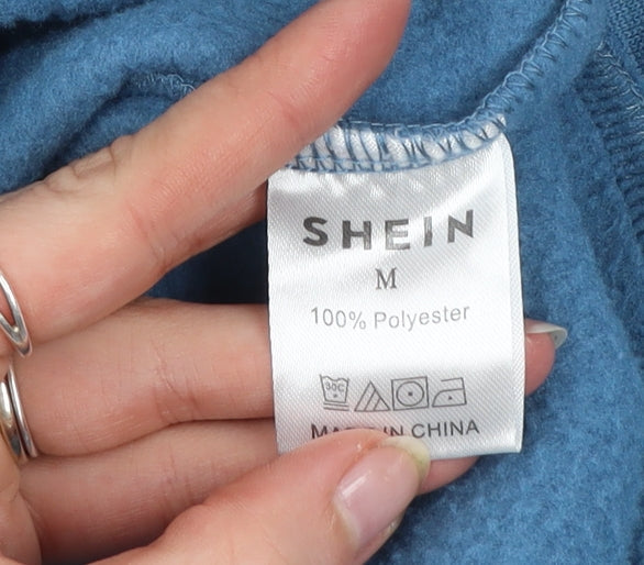 SHEIN Women's Blue Heart Print Pullover Hoodie Size M Polyester