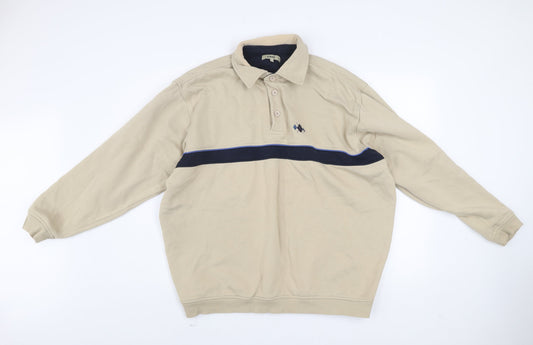 Mens UK Size XL EWM Beige Henley Sweatshirt