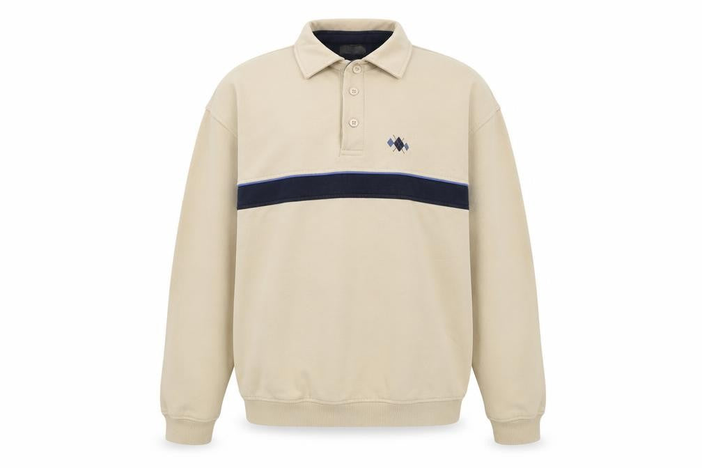 Mens UK Size XL EWM Beige Henley Sweatshirt