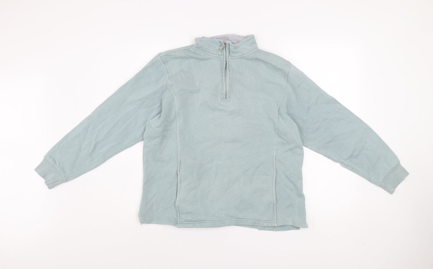 Cotton Traders Women Duck Egg Blue 1/4 Zip Pullover Sweatshirt Size 16