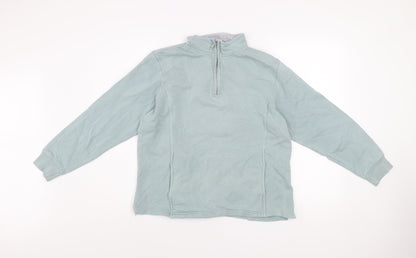 Cotton Traders Women Duck Egg Blue 1/4 Zip Pullover Sweatshirt Size 16