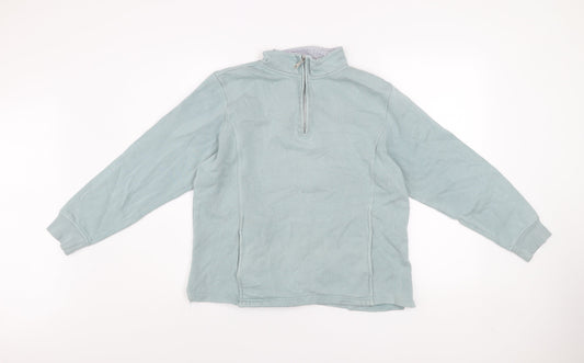 Cotton Traders Women Duck Egg Blue 1/4 Zip Pullover Sweatshirt Size 16