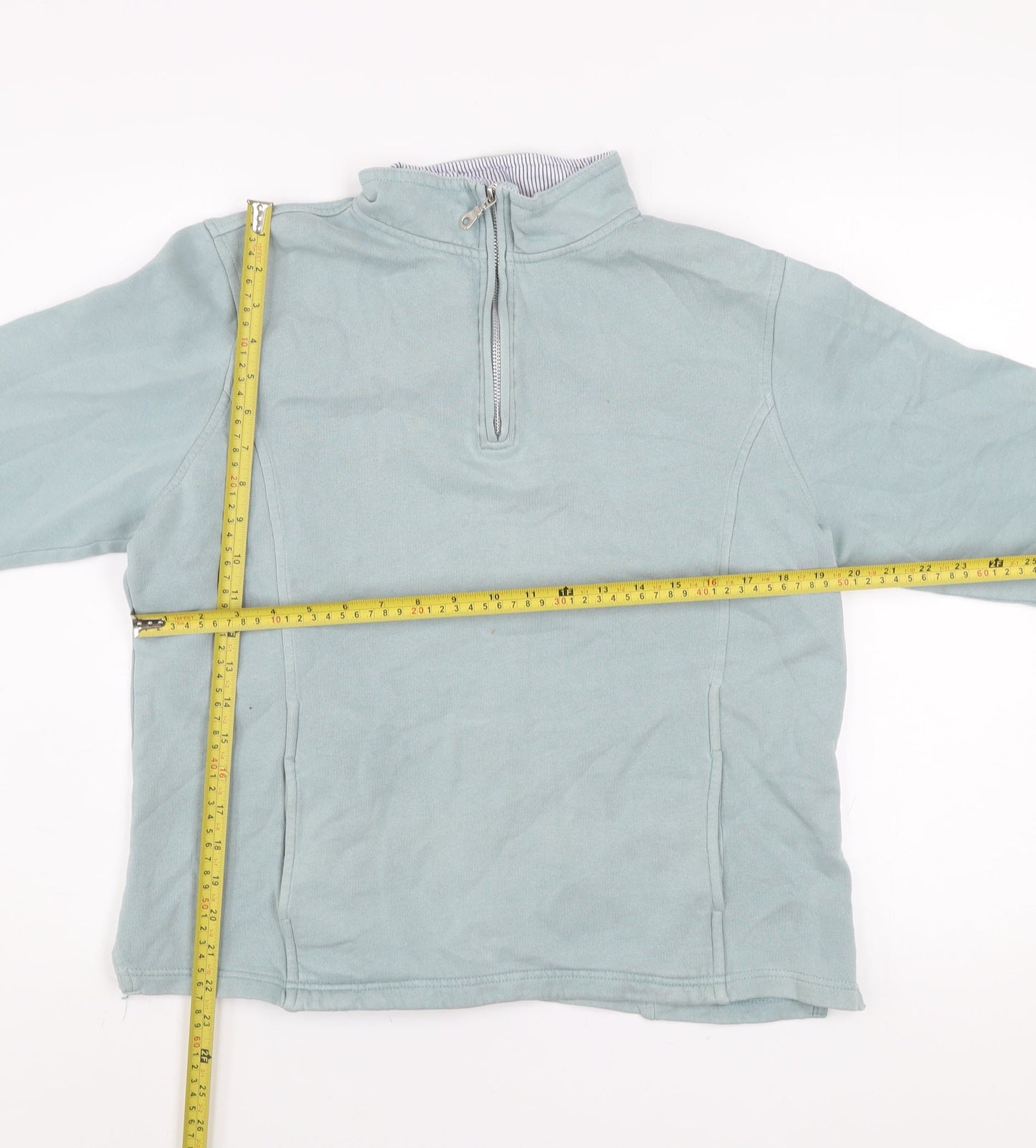 Cotton Traders Women Duck Egg Blue 1/4 Zip Pullover Sweatshirt Size 16