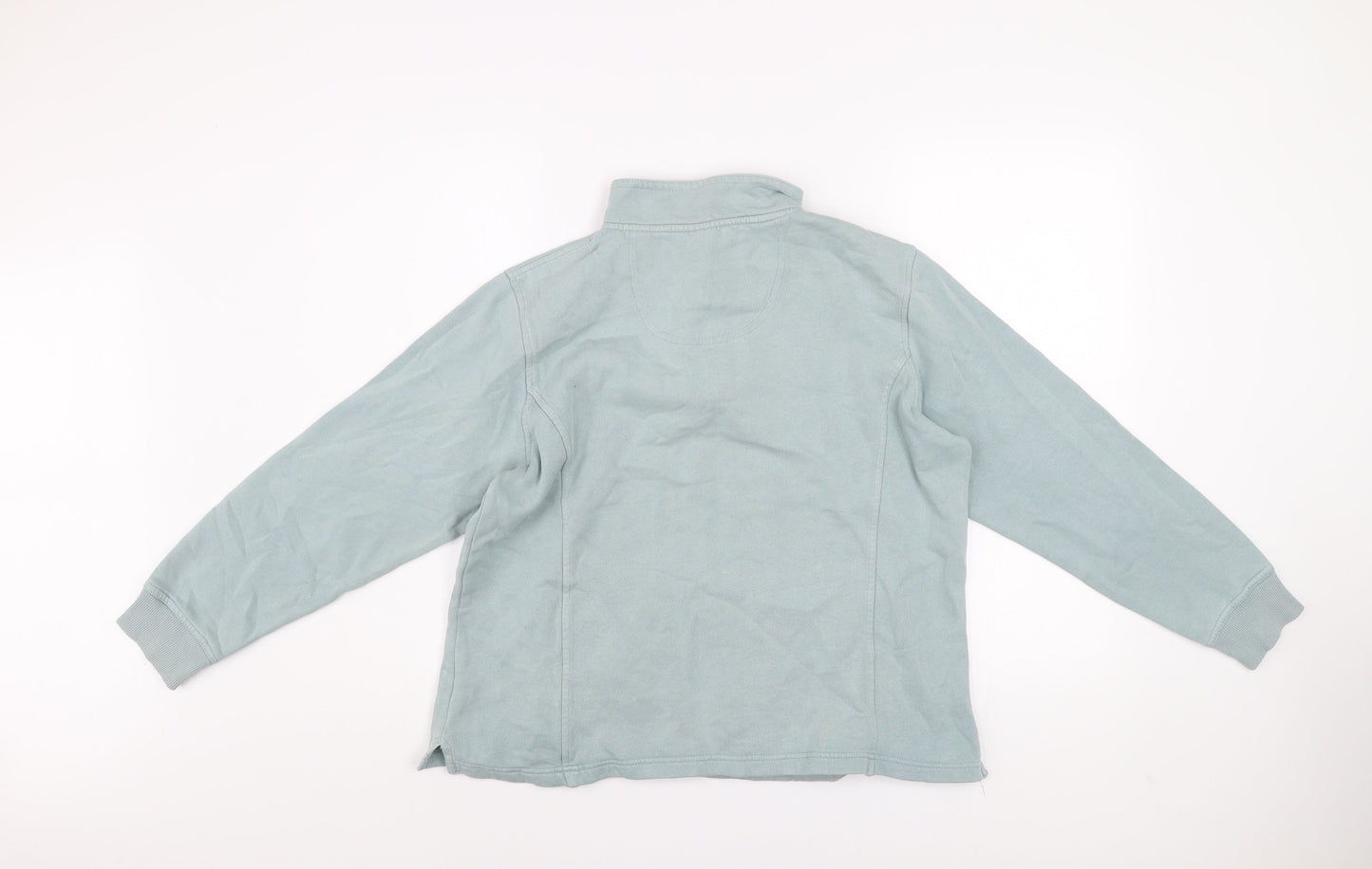 Cotton Traders Women Duck Egg Blue 1/4 Zip Pullover Sweatshirt Size 16