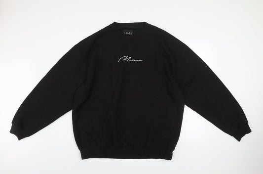 Mens UK Size L boohooMAN Black Pullover Sweatshirt