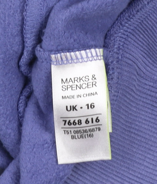 Marks and Spencer Women's Blue Cotton Track Jacket UK 16