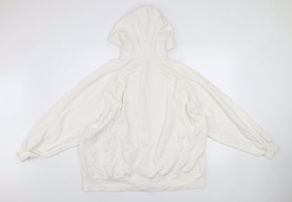 DIVIDED Mens White L Basic Full Zip Hooded Cotton Blend Active Jacket