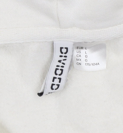DIVIDED Mens White L Basic Full Zip Hooded Cotton Blend Active Jacket