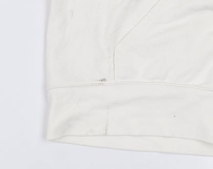 DIVIDED Mens White L Basic Full Zip Hooded Cotton Blend Active Jacket