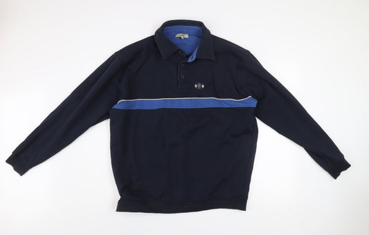 Mens UK Size XL EWM Blue Henley Sweatshirt