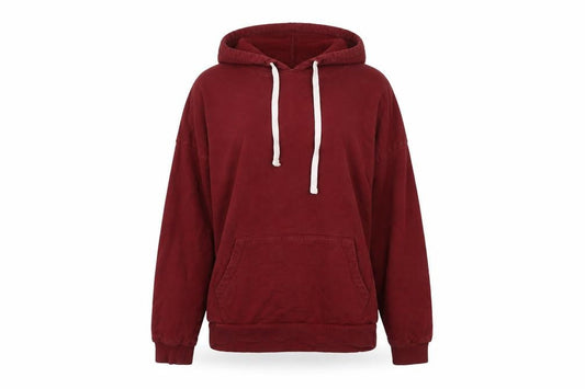 Front view of ASOS Women Burgundy Pullover Hoodie, size 8, Cotton Casual