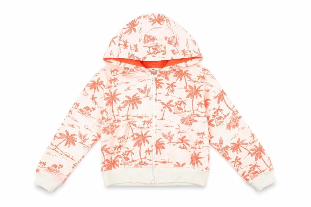 Marks & Spencer Girls Pink Tropical Print Hooded Zip Jacket 10-11 Years