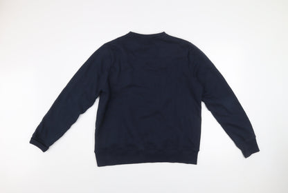 Ellesse Womens Navy Blue Sweatshirt UK 8 Crew Neck Striped Cotton Blend