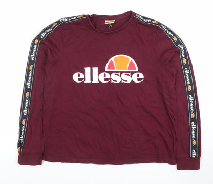 Ellesse Womens Red Long Sleeve Logo T-Shirt UK 14