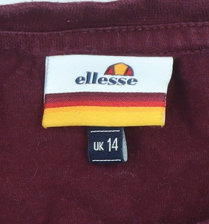 Ellesse Womens Red Long Sleeve Logo T-Shirt UK 14
