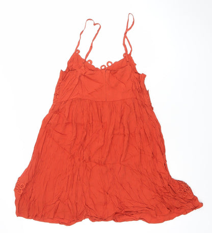 Boohoo Women’s Orange Crochet Slip Dress Size 14 Summer Boho Style