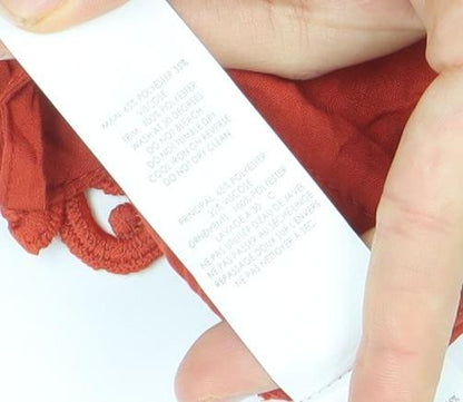 Boohoo Women’s Orange Crochet Slip Dress Size 14 Summer Boho Style