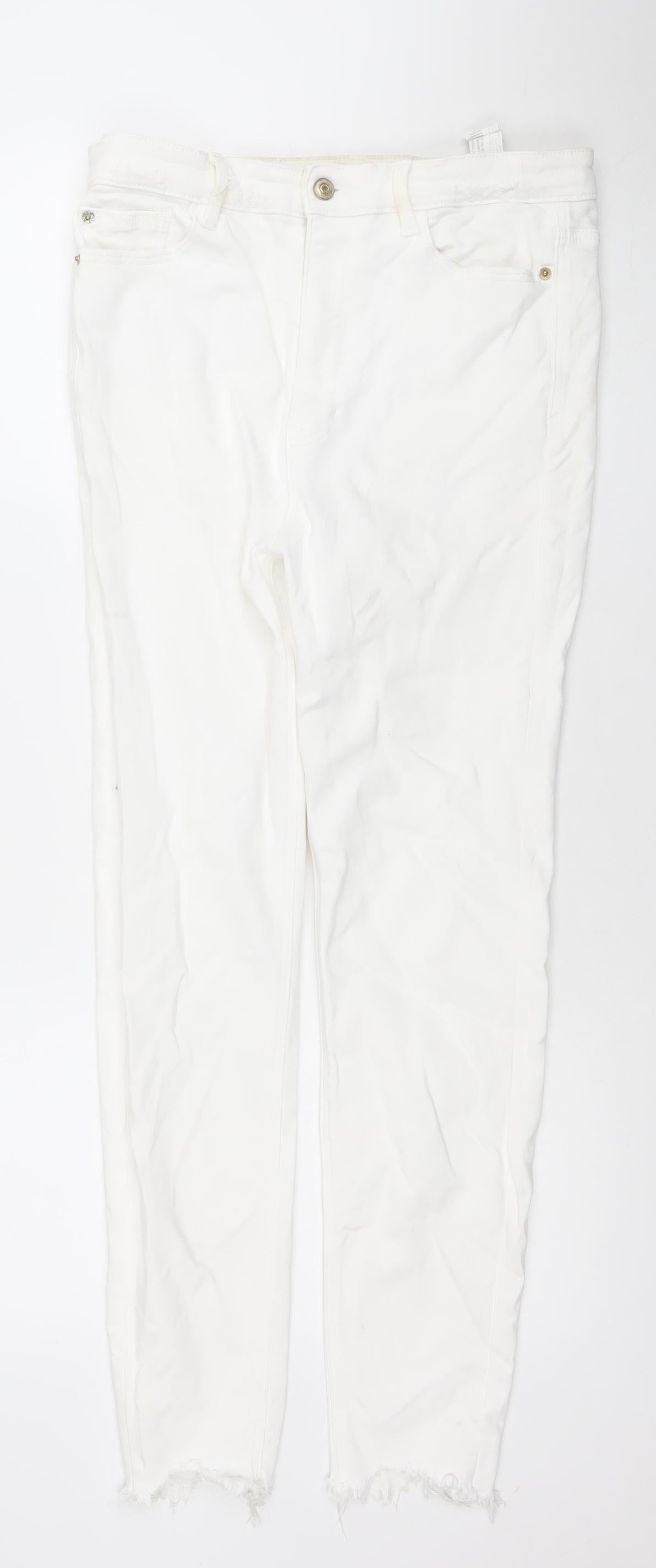 Womens UK Size 12 Stradivarius Slim Fit Skinny White Jeans
