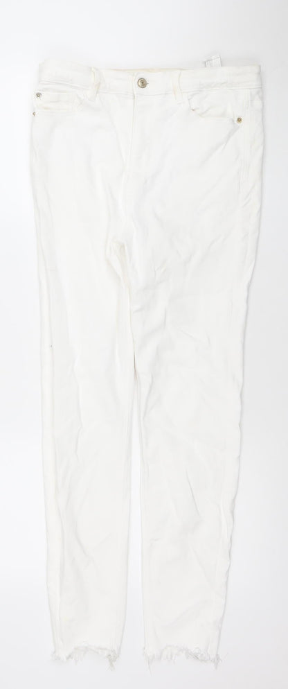 Womens UK Size 12 Stradivarius Slim Fit Skinny White Jeans