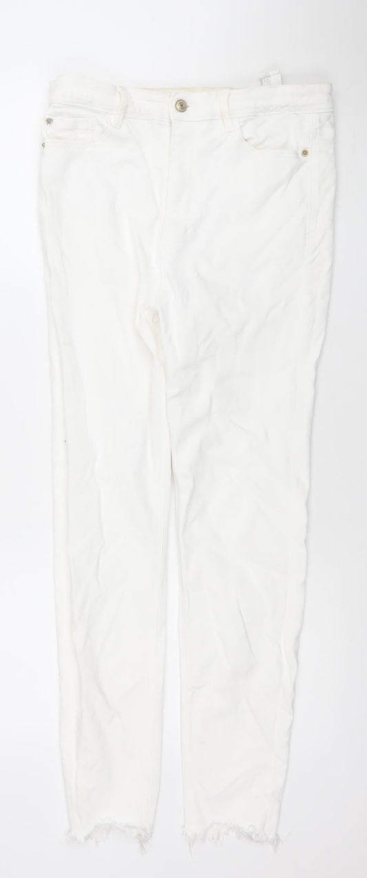Womens UK Size 12 Stradivarius Slim Fit Skinny White Jeans
