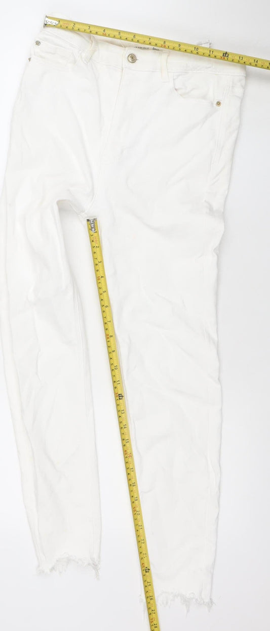 Womens UK Size 12 Stradivarius Slim Fit Skinny White Jeans