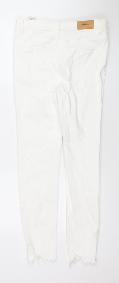 Womens UK Size 12 Stradivarius Slim Fit Skinny White Jeans