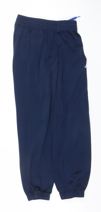 Adidas Boys Blue 7-8 Years Track Pants Quick Dry Elastic Waist Activewear