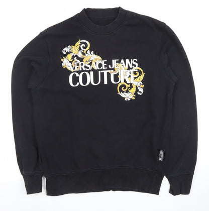 Versace Jeans Couture Men's Black Medium Crew Neck Graphic Sweatshirt