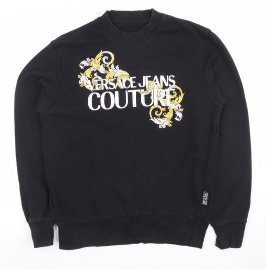 Versace Jeans Couture Men's Black Medium Crew Neck Graphic Sweatshirt