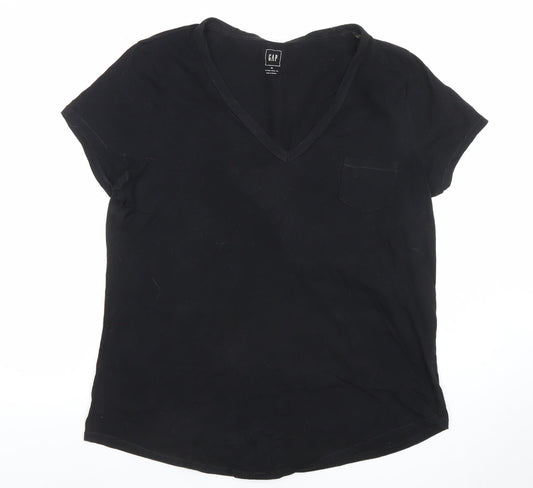 GAP Womens Black XL Basic V-Neck Short Sleeve Cotton T-Shirt