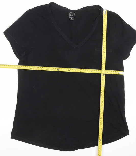 GAP Womens Black XL Basic V-Neck Short Sleeve Cotton T-Shirt