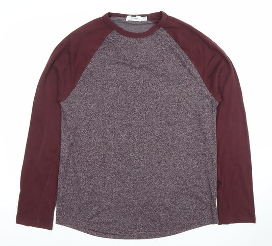 Topman Men’s Brown Long Sleeve Raglan Crew Neck T-Shirt Size M