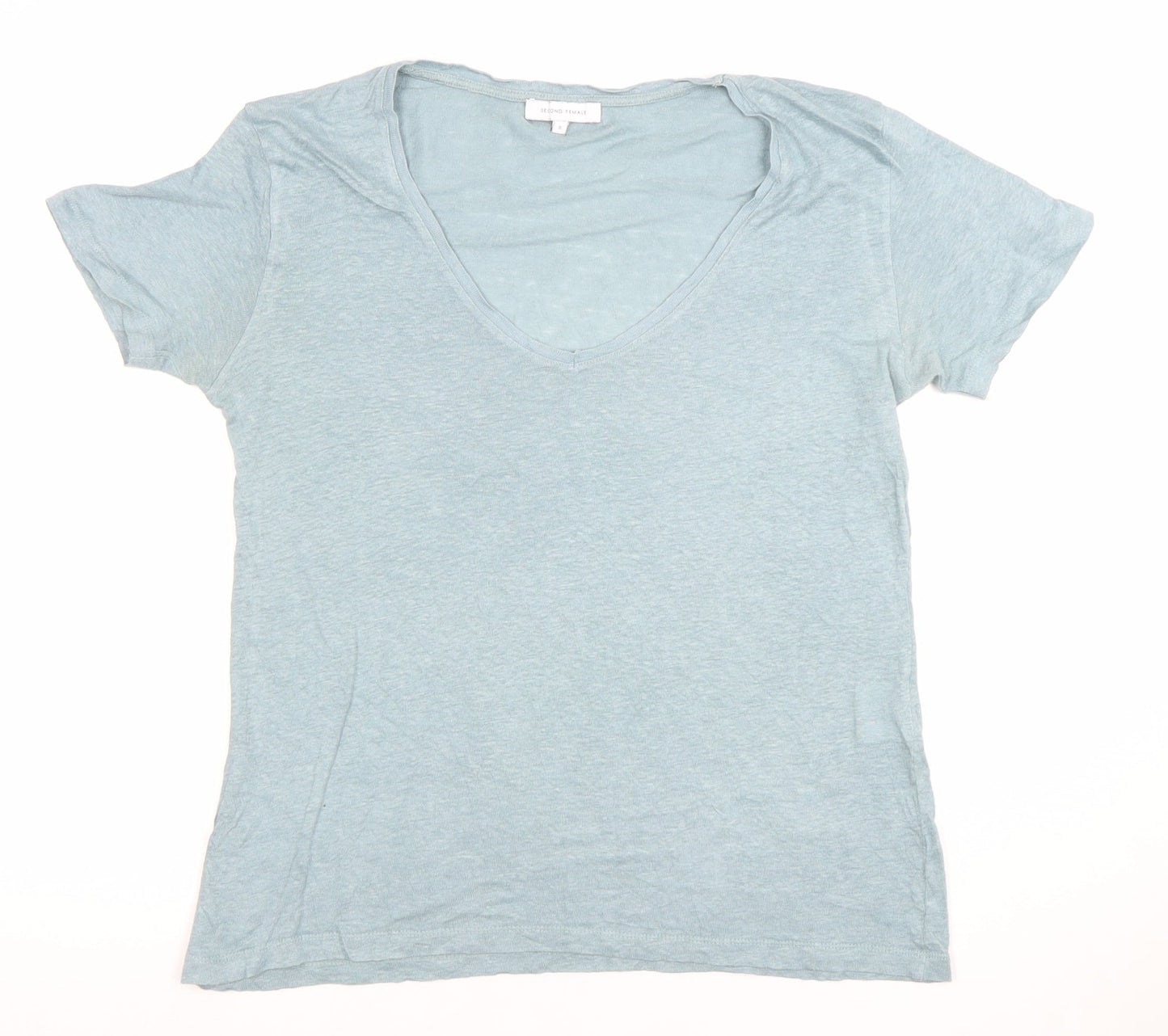 Womens UK Size S Second Female Blue Basic T-Shirt