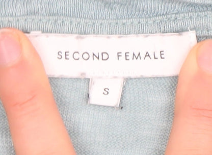 Womens UK Size S Second Female Blue Basic T-Shirt