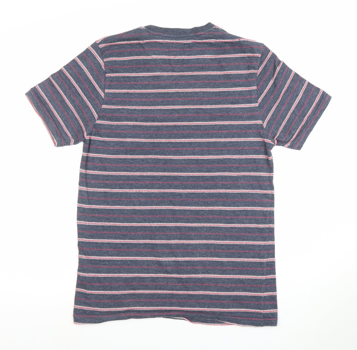 Sandstone & Co Men’s Navy Striped Cotton Blend Crew Neck T-Shirt Small