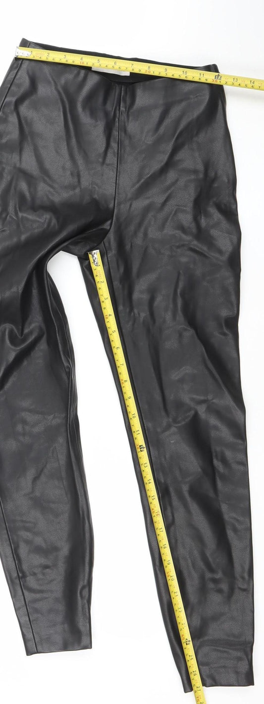 MNG Women's Black Faux Leather XS Slim Leg Stretch Leggings