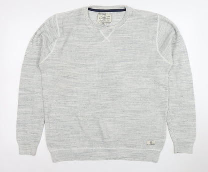 Next Mens Grey Waffle Knit Cotton Blend Crew Neck Jumper Size L