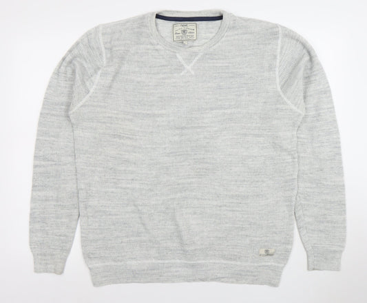 Next Mens Grey Waffle Knit Cotton Blend Crew Neck Jumper Size L