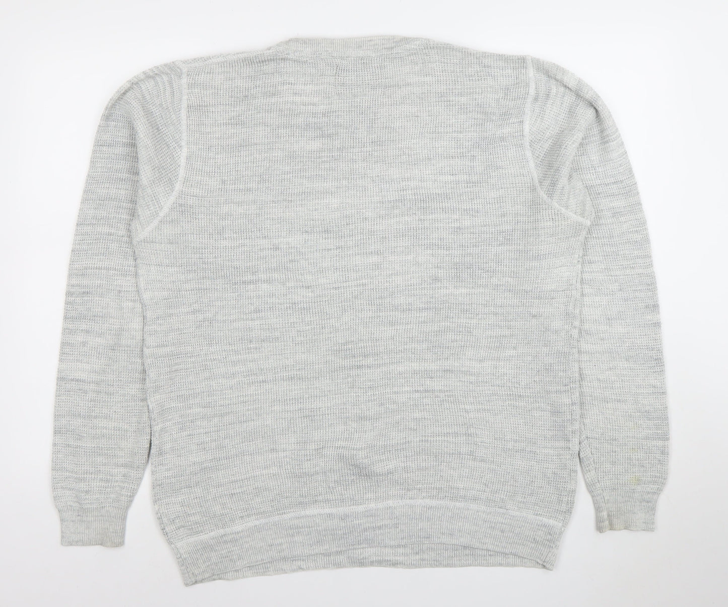 Next Mens Grey Waffle Knit Cotton Blend Crew Neck Jumper Size L