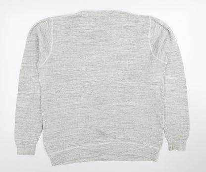 Next Mens Grey Waffle Knit Cotton Blend Crew Neck Jumper Size L