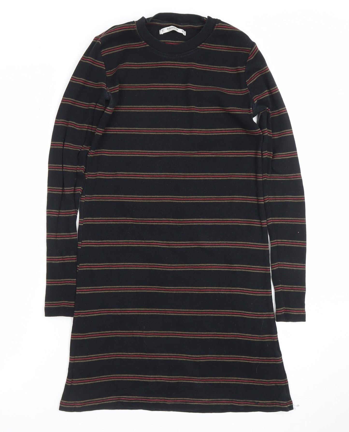 PULL&BEAR Women’s Black Striped Long Sleeve T-Shirt Dress Size S