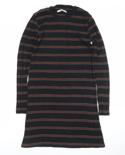 PULL&BEAR Women’s Black Striped Long Sleeve T-Shirt Dress Size S