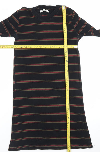 PULL&BEAR Women’s Black Striped Long Sleeve T-Shirt Dress Size S