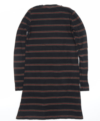 PULL&BEAR Women’s Black Striped Long Sleeve T-Shirt Dress Size S