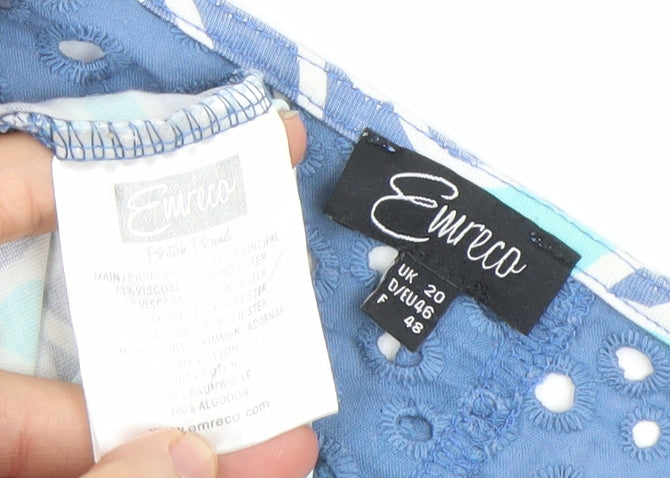 Womens UK Size 20 Emreco Blue Tunic Blouse
