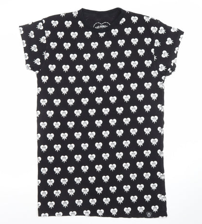 Bad Monday Womens Black Graphic T-Shirt Dress Size 10