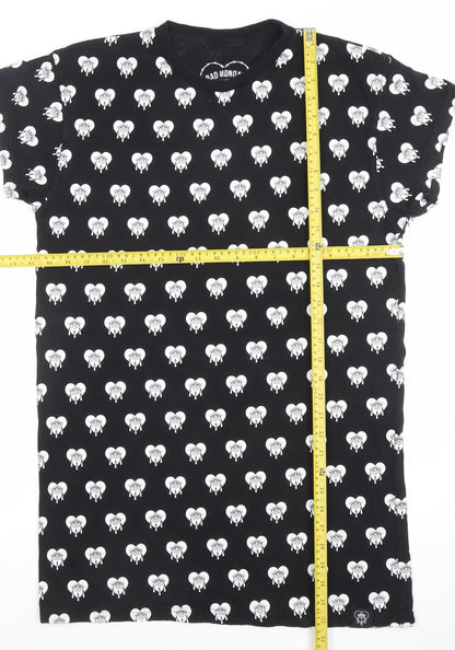 Bad Monday Womens Black Graphic T-Shirt Dress Size 10